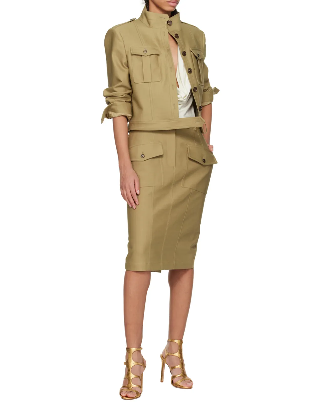 Flap Pocket Pencil Skirt