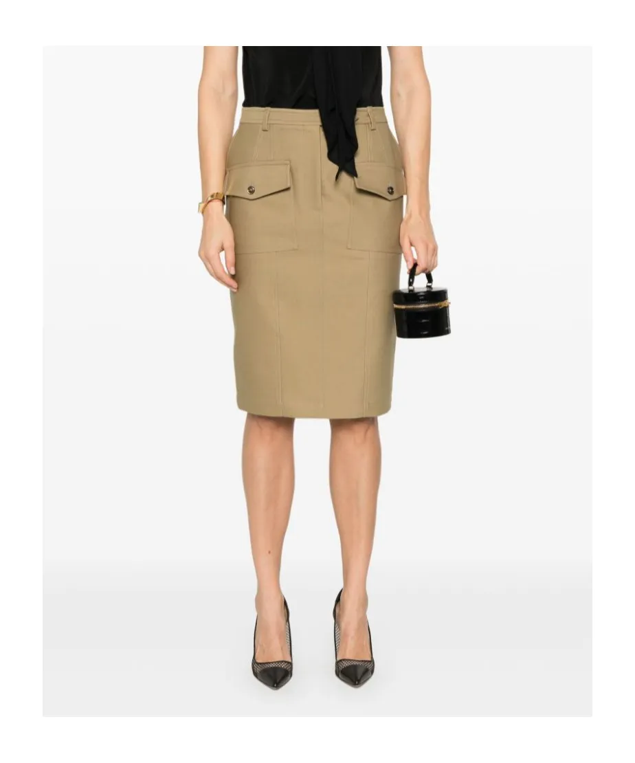 Flap Pocket Pencil Skirt