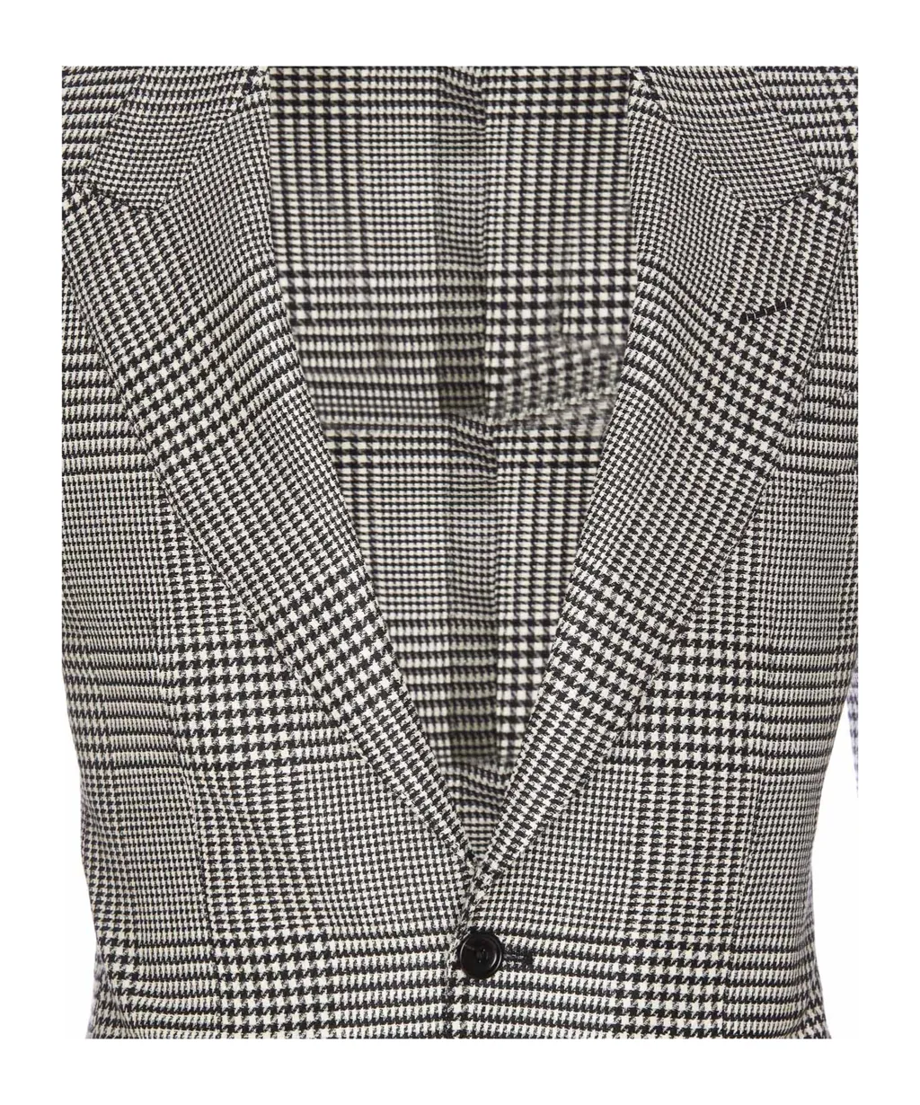 Single-Breasted Checked Blazer