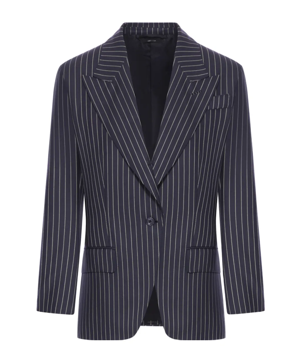 Pinstripe Single-Breasted Blazer