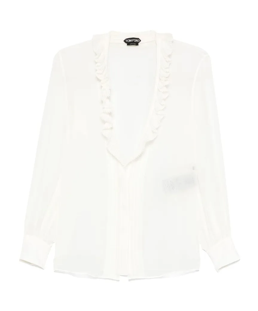 Ruffle-Detailed V-Neck Blouse