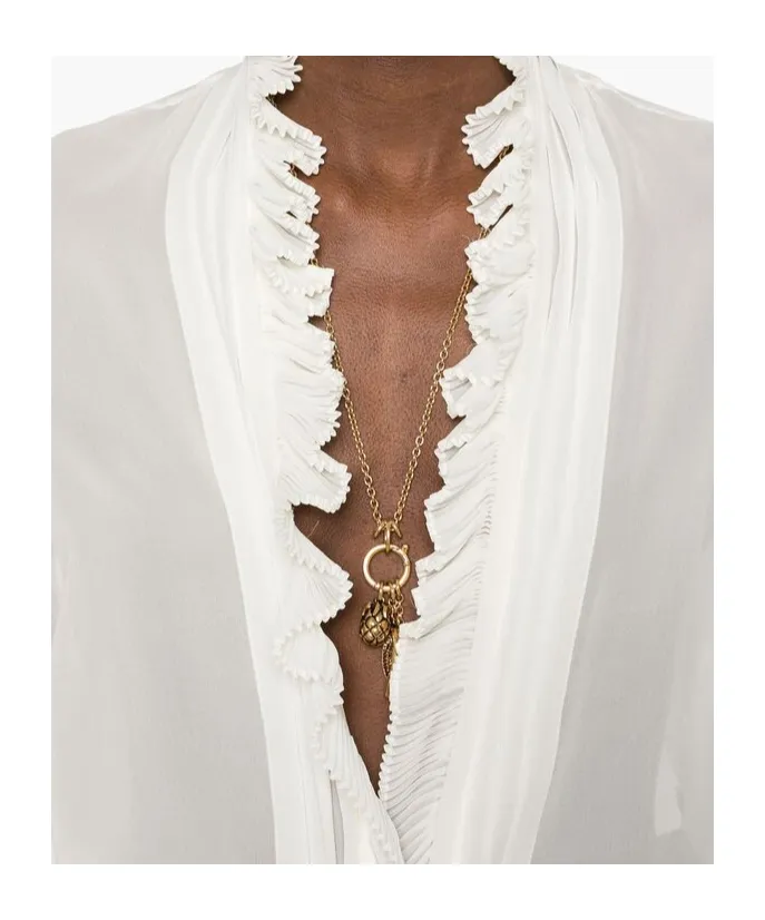 Ruffle-Detailed V-Neck Blouse