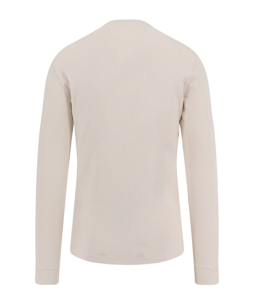 Fine-Ribbed Logo Embroidered T-Shirt
