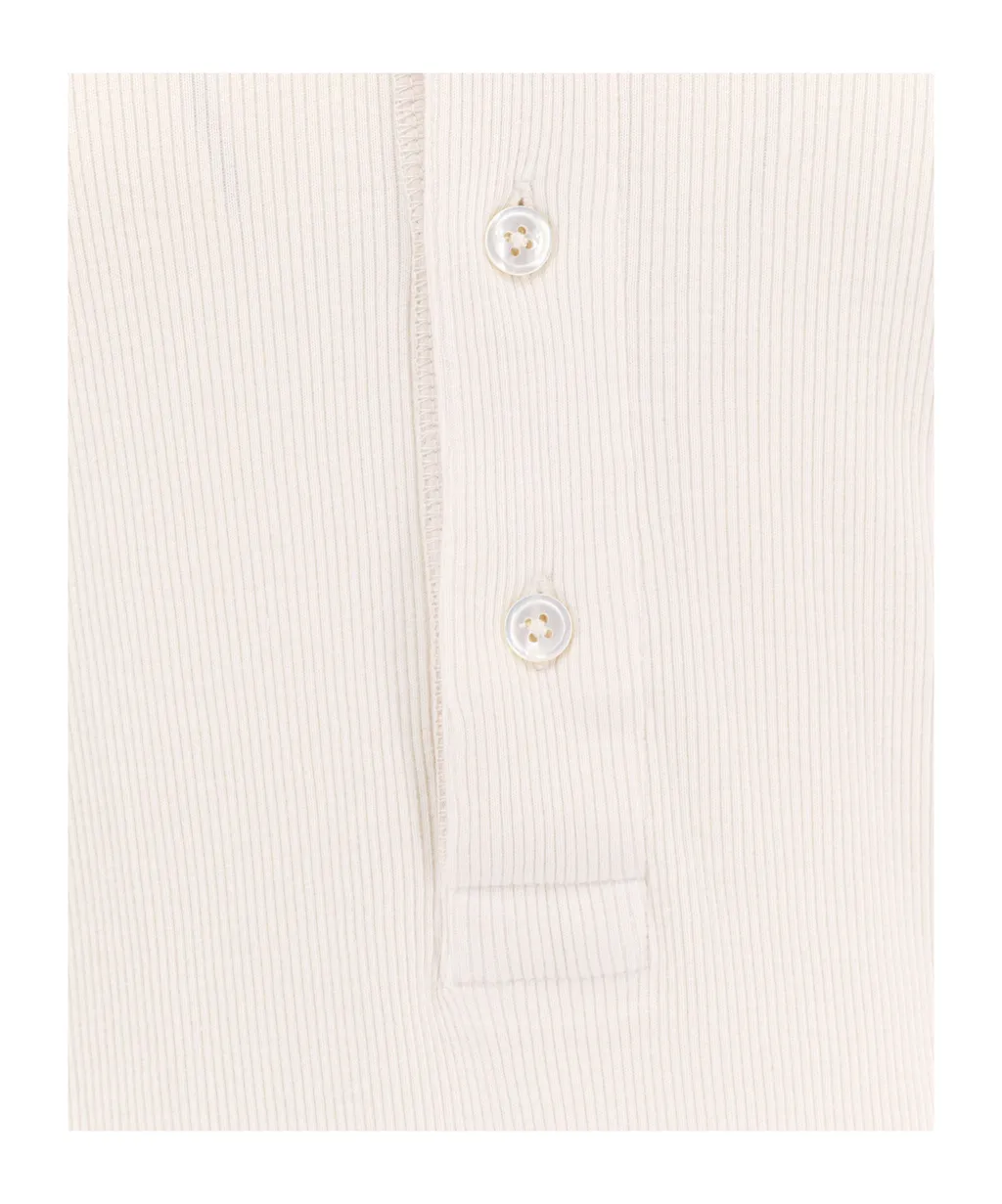 Fine-Ribbed Logo Embroidered T-Shirt