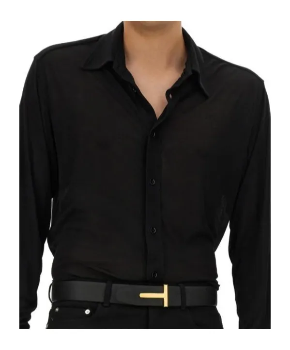 Long-Sleeved Straight Hem Shirt