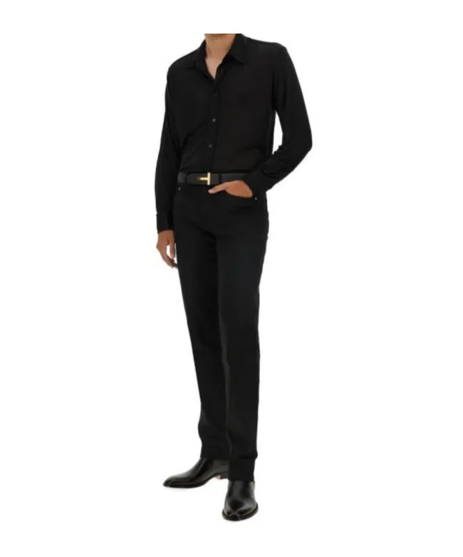 Long-Sleeved Straight Hem Shirt