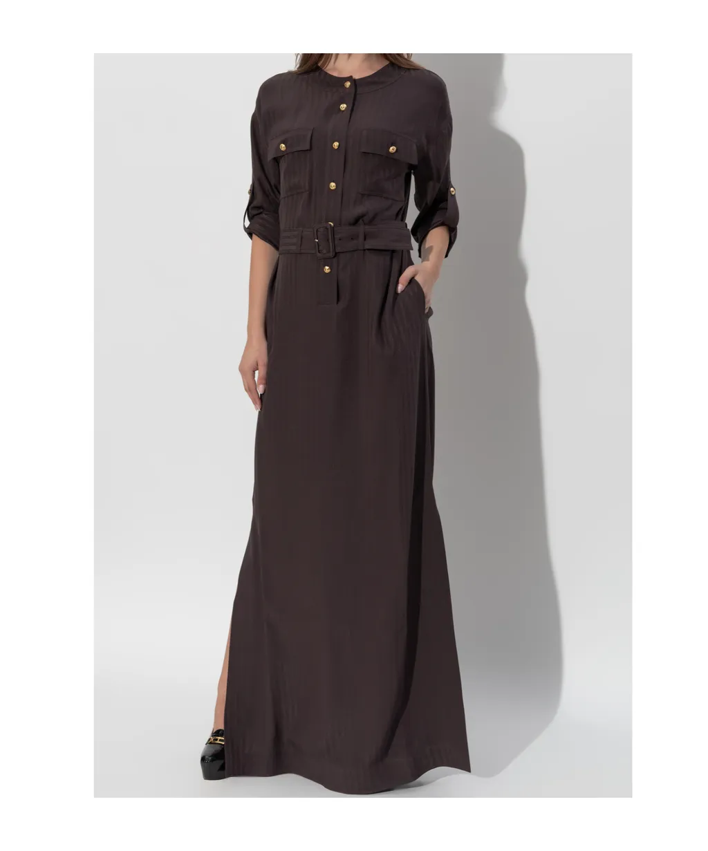 Striped Whitney Fluid Long Shirt Dress