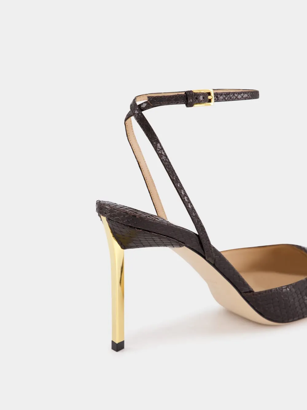 Pointed High Heel Ankle Strap Pumps