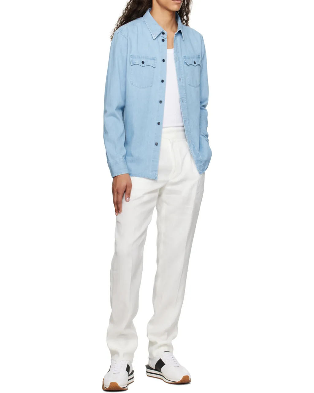 Denim Curved Hem Shirt