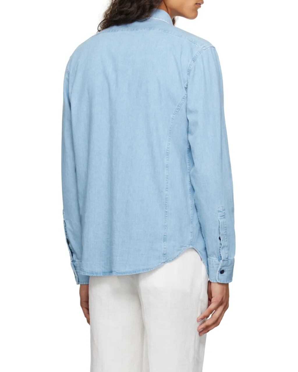 Denim Curved Hem Shirt