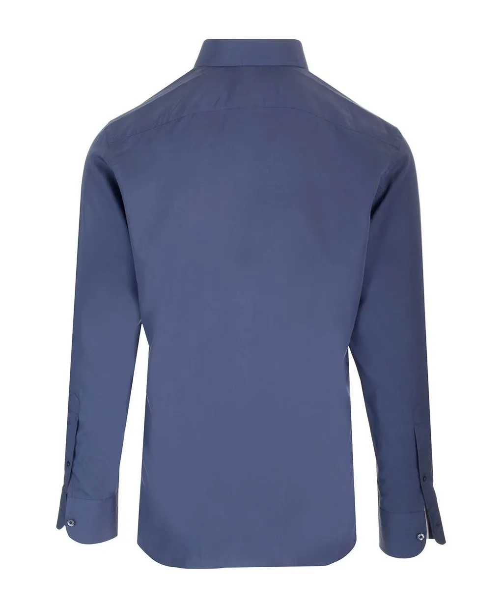 Long-Sleeved Curved Hem Shirt