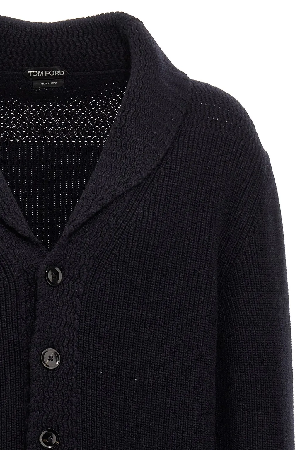 Ribbed-Knit Shawl Cardigan