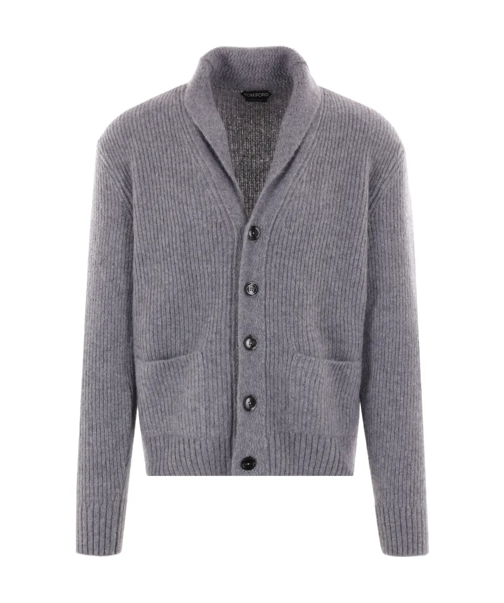 Long-Sleeved Ribbed-Knit Cardigan