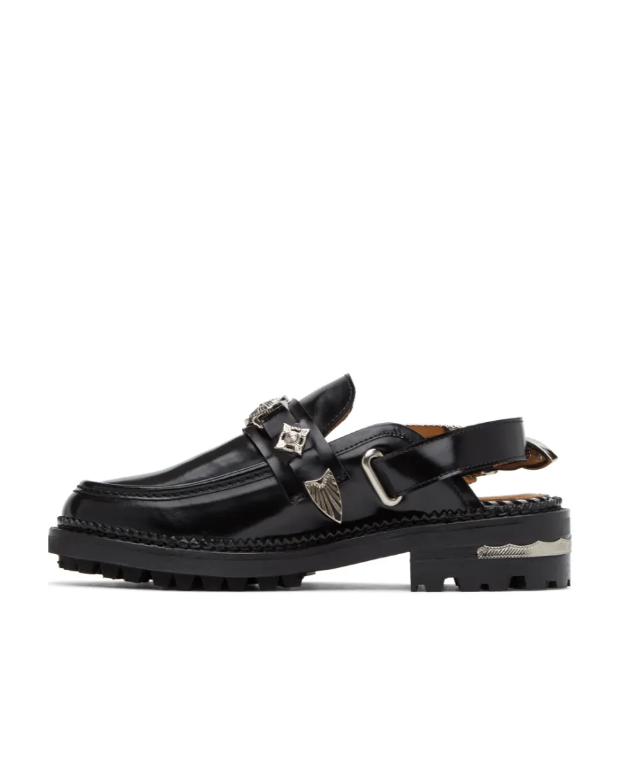 Round-Toe Slingback Mule Loafers