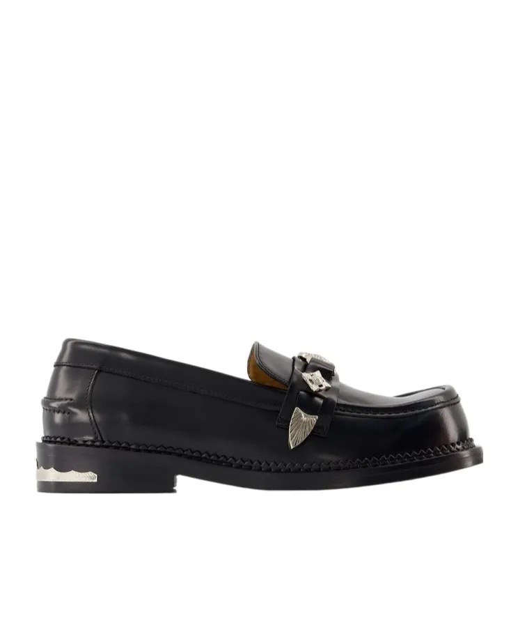 Square-Toe Embellished Loafers