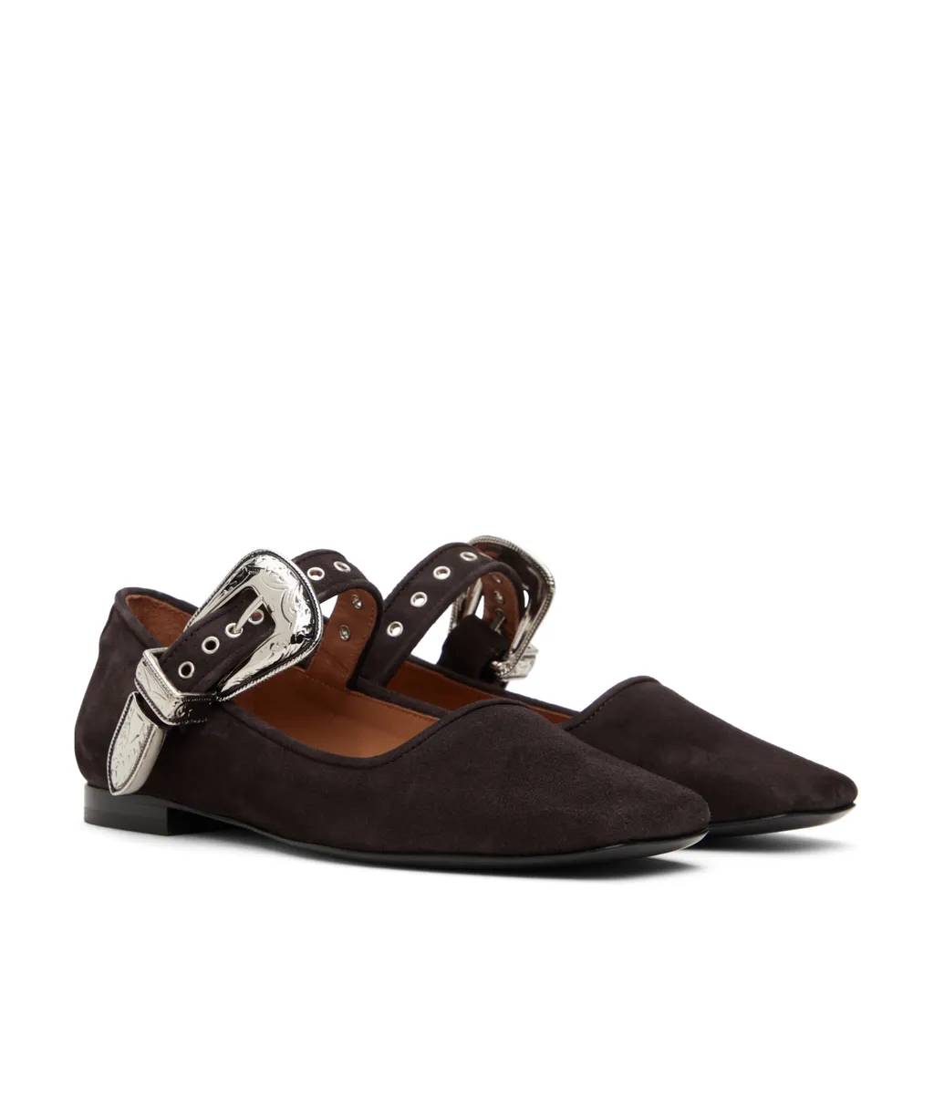 Mary Jane Buttoned Ballet Flats