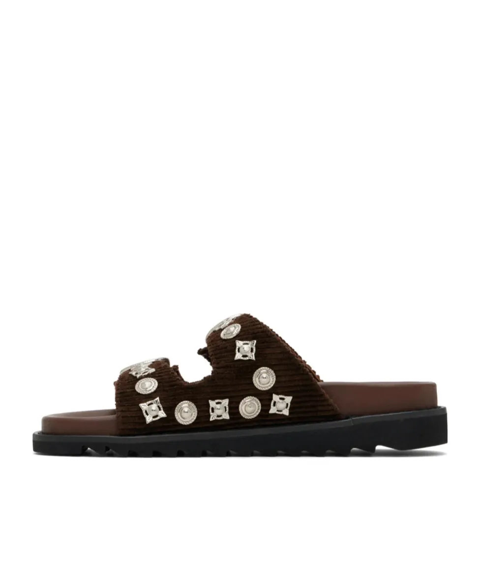 Pin Button Detail Slippers