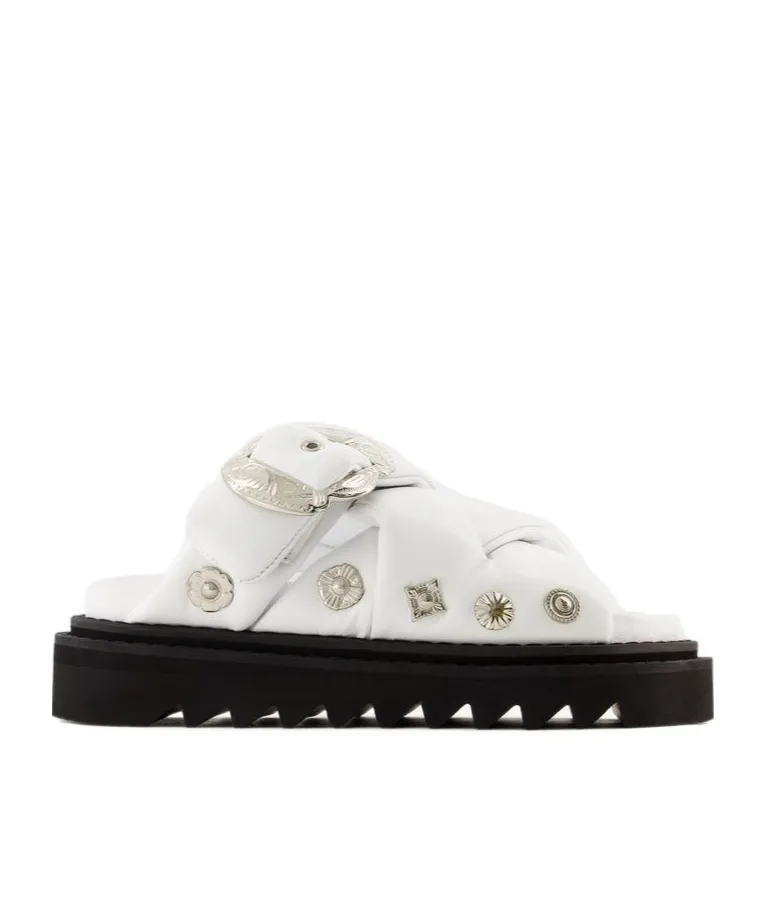 Buckled Puffer Sandals
