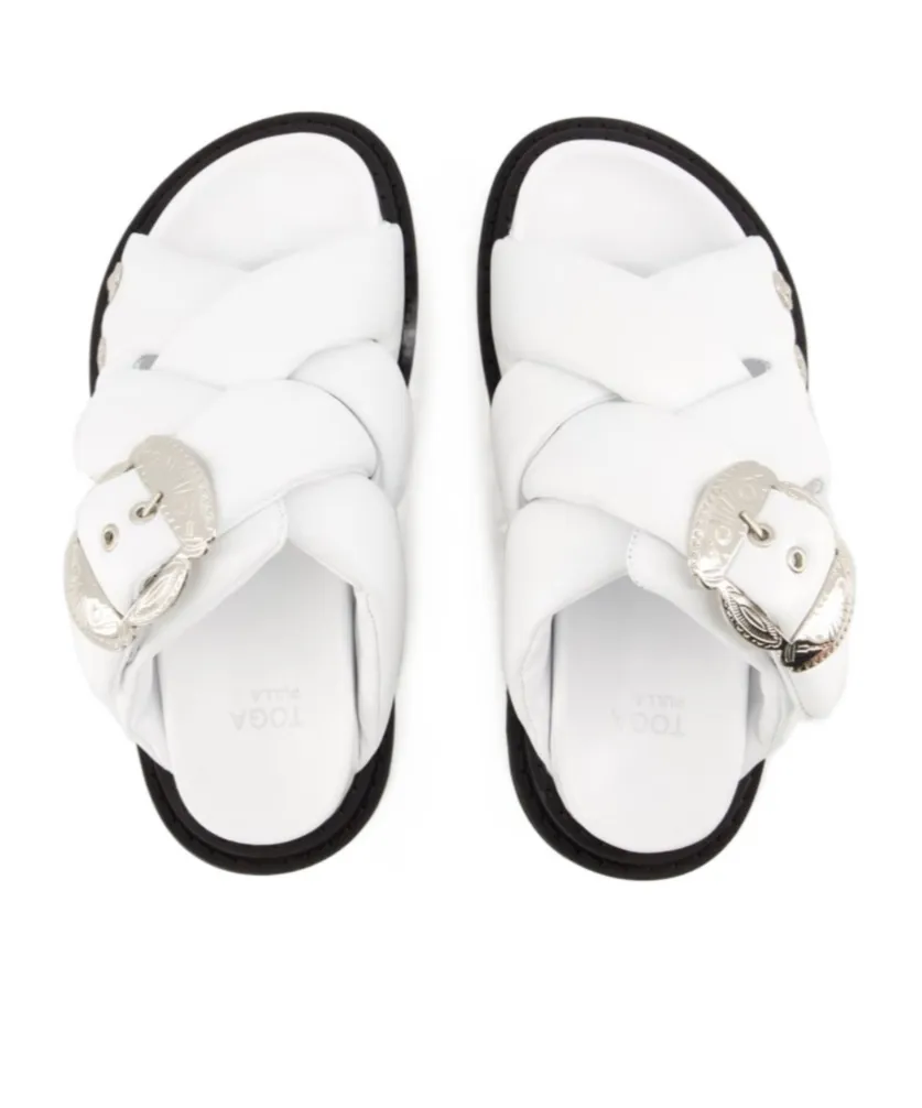 Buckled Puffer Sandals