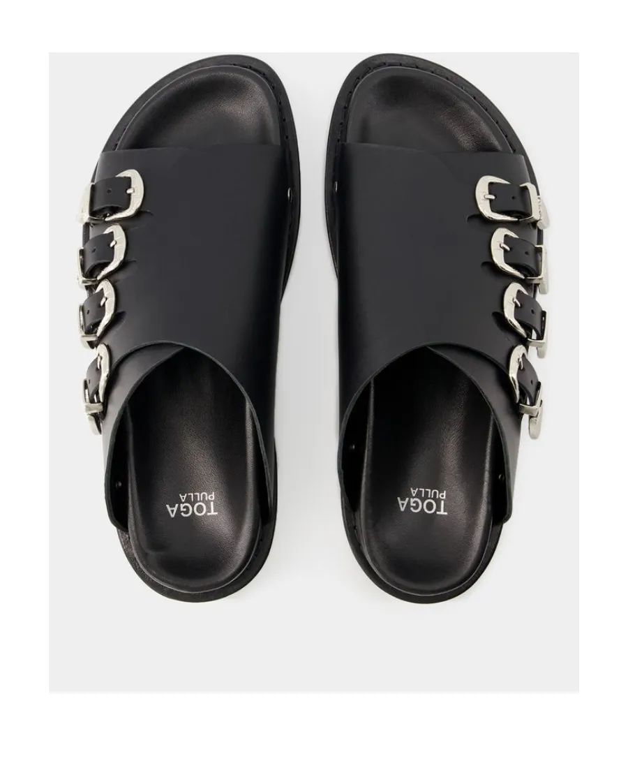 Western-Buckle Slip-On Sandals