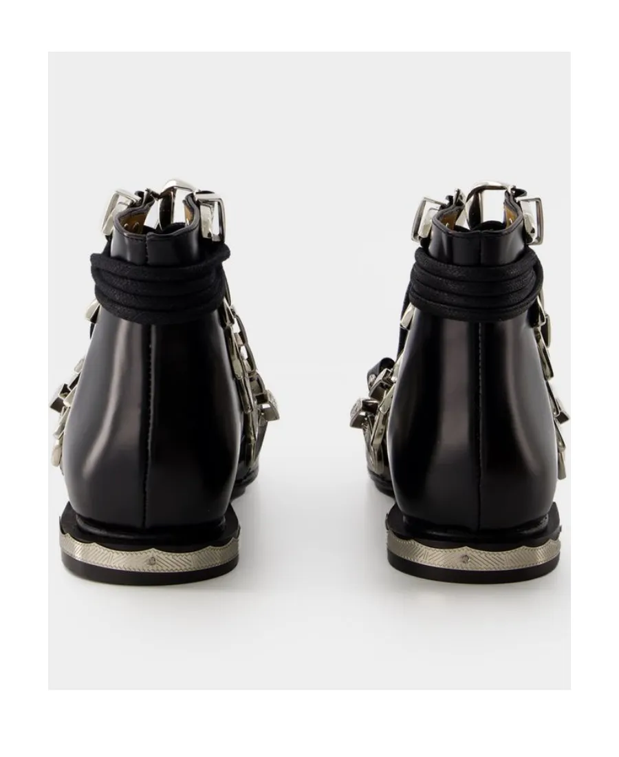 Buckled Lace-Up Ankle Boots