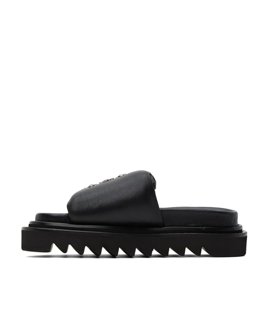 Stud-Embellished Lace-Up Slides