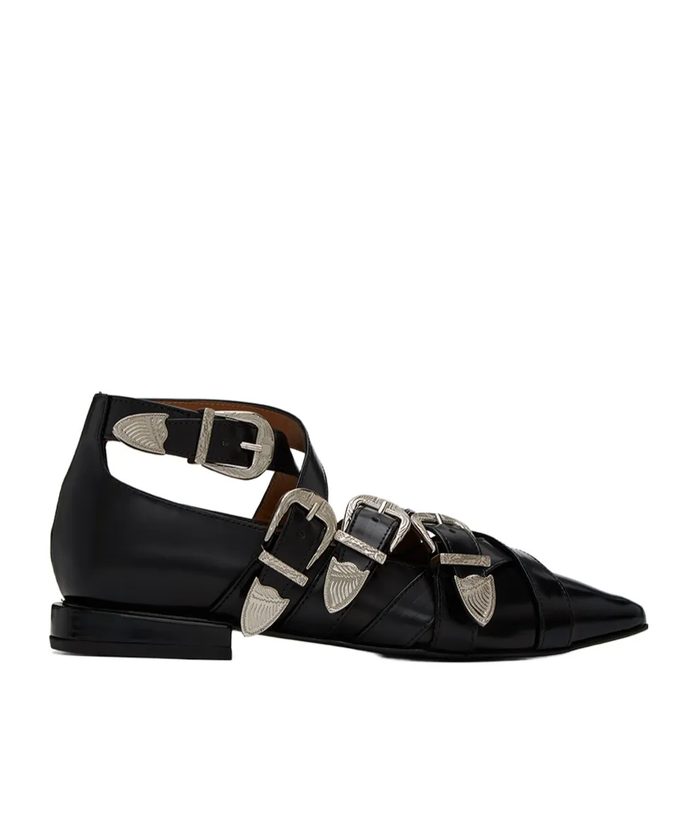 Wound Pin Buckle Ankle Strap Flat Sole Shoes