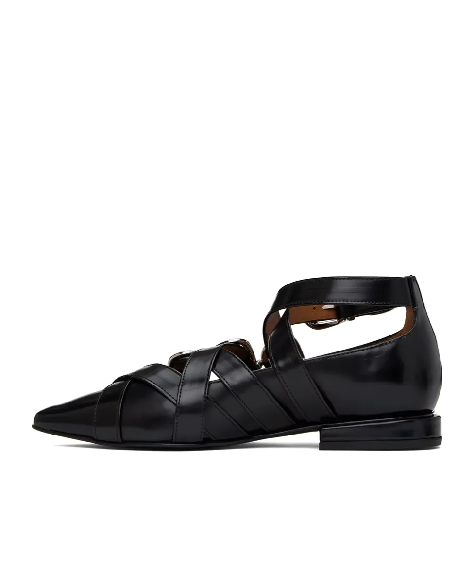 Wound Pin Buckle Ankle Strap Flat Sole Shoes
