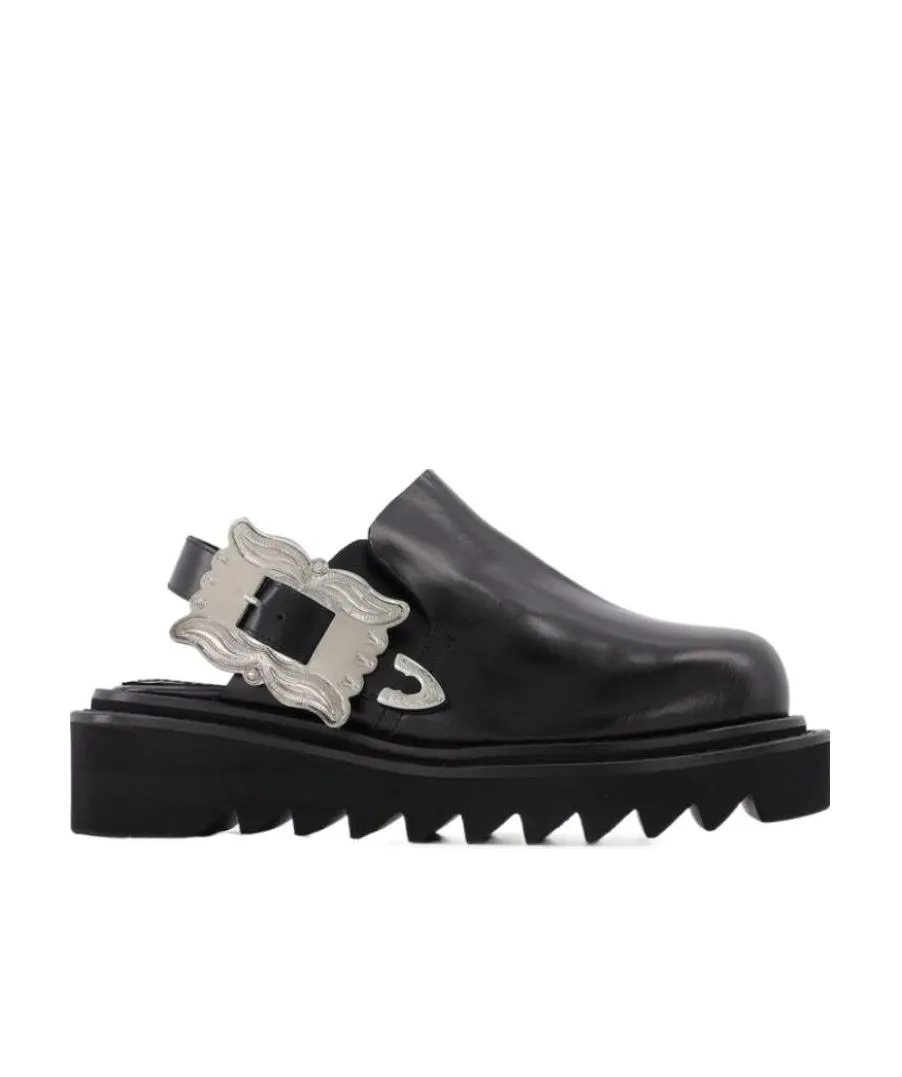 Buckle-Detail Sling-Back Mules