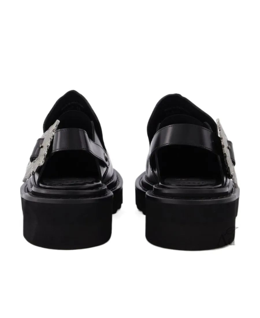 Buckle-Detail Sling-Back Mules