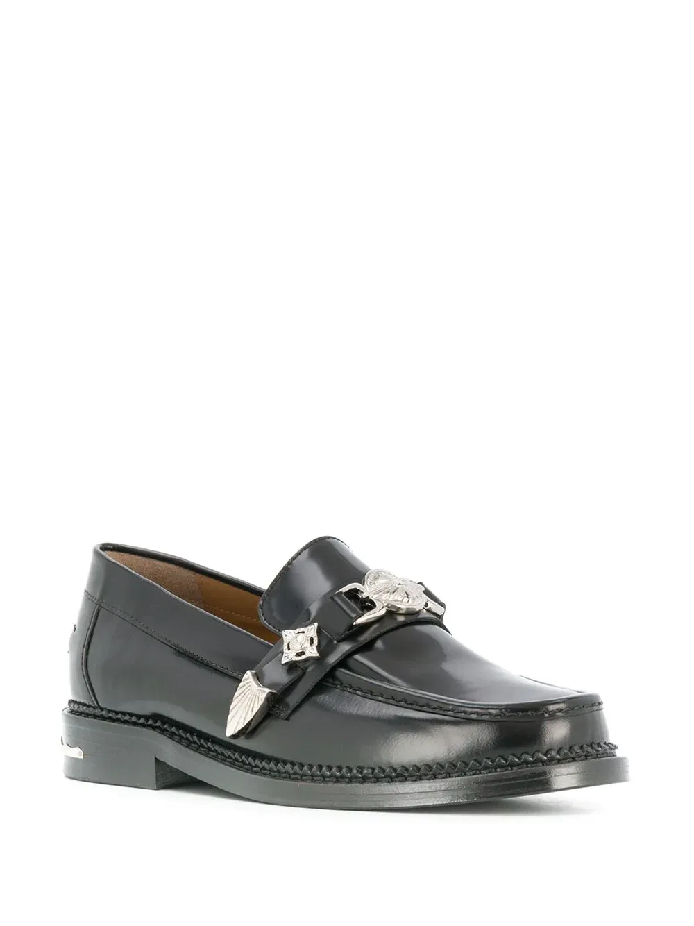 Embossed-Plaque Detail Loafers