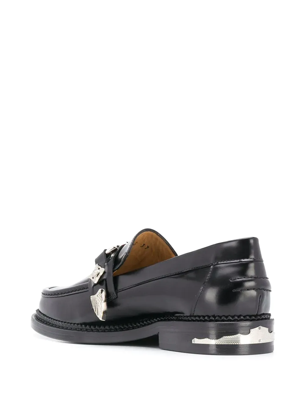 Embossed-Plaque Detail Loafers