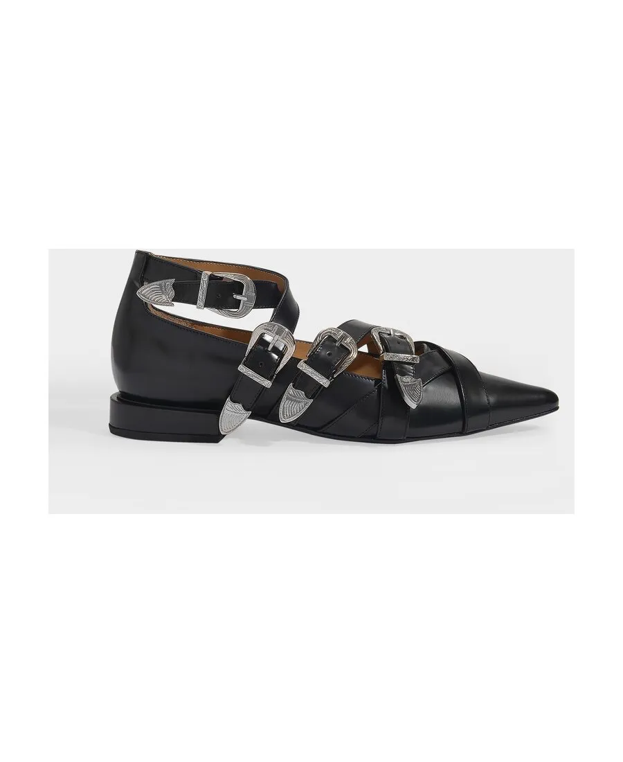 Buckled Pointed Toe Loafers