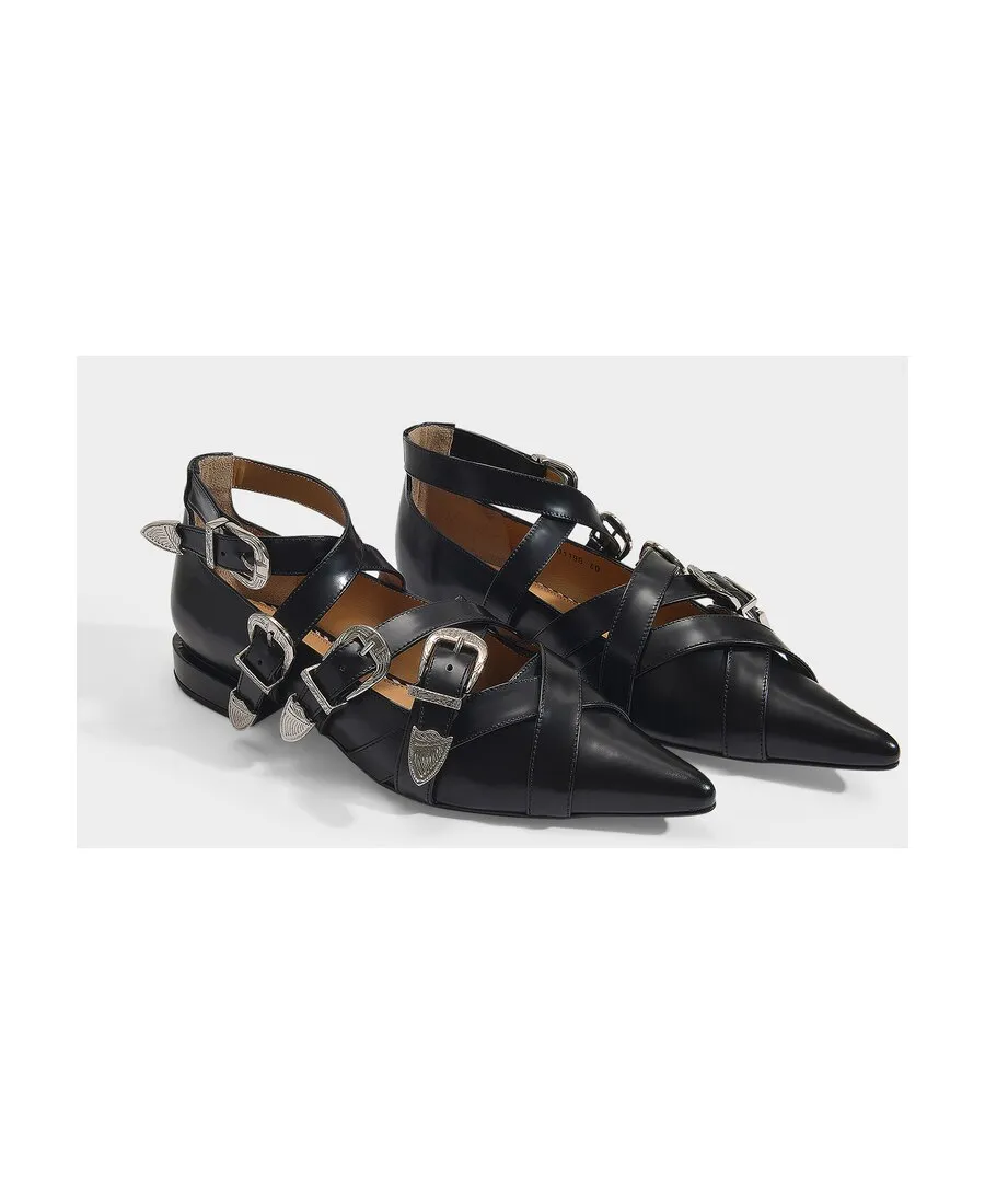Buckled Pointed Toe Loafers
