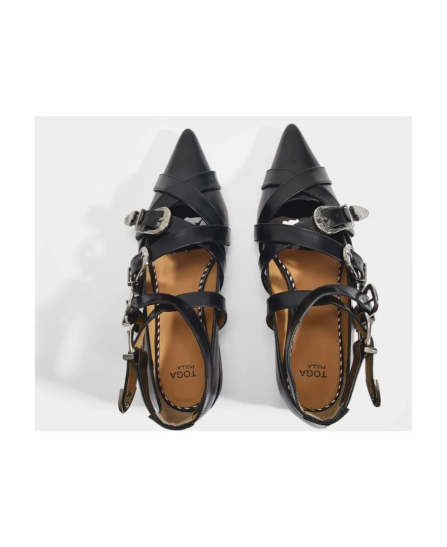 Buckled Pointed Toe Loafers