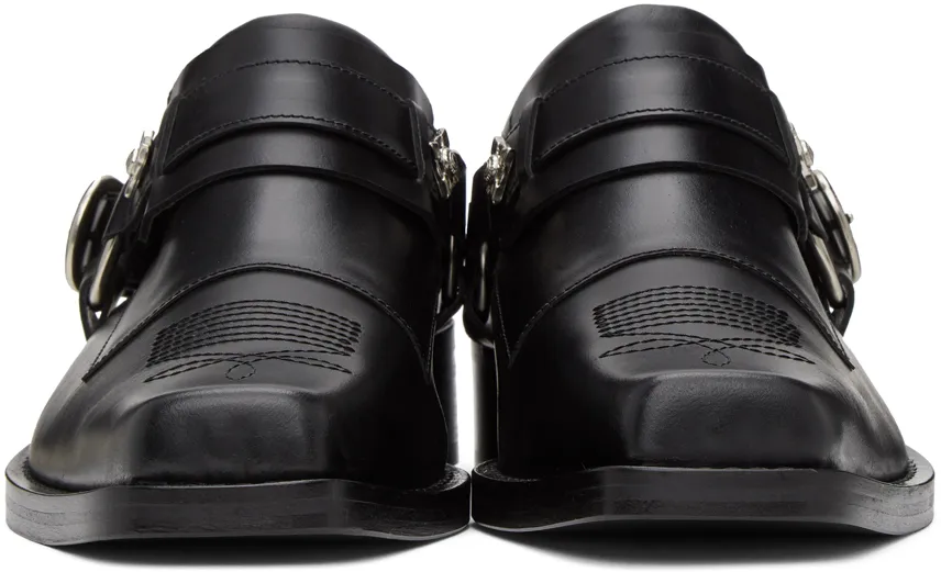 Buckled Leather Slip-On Boots