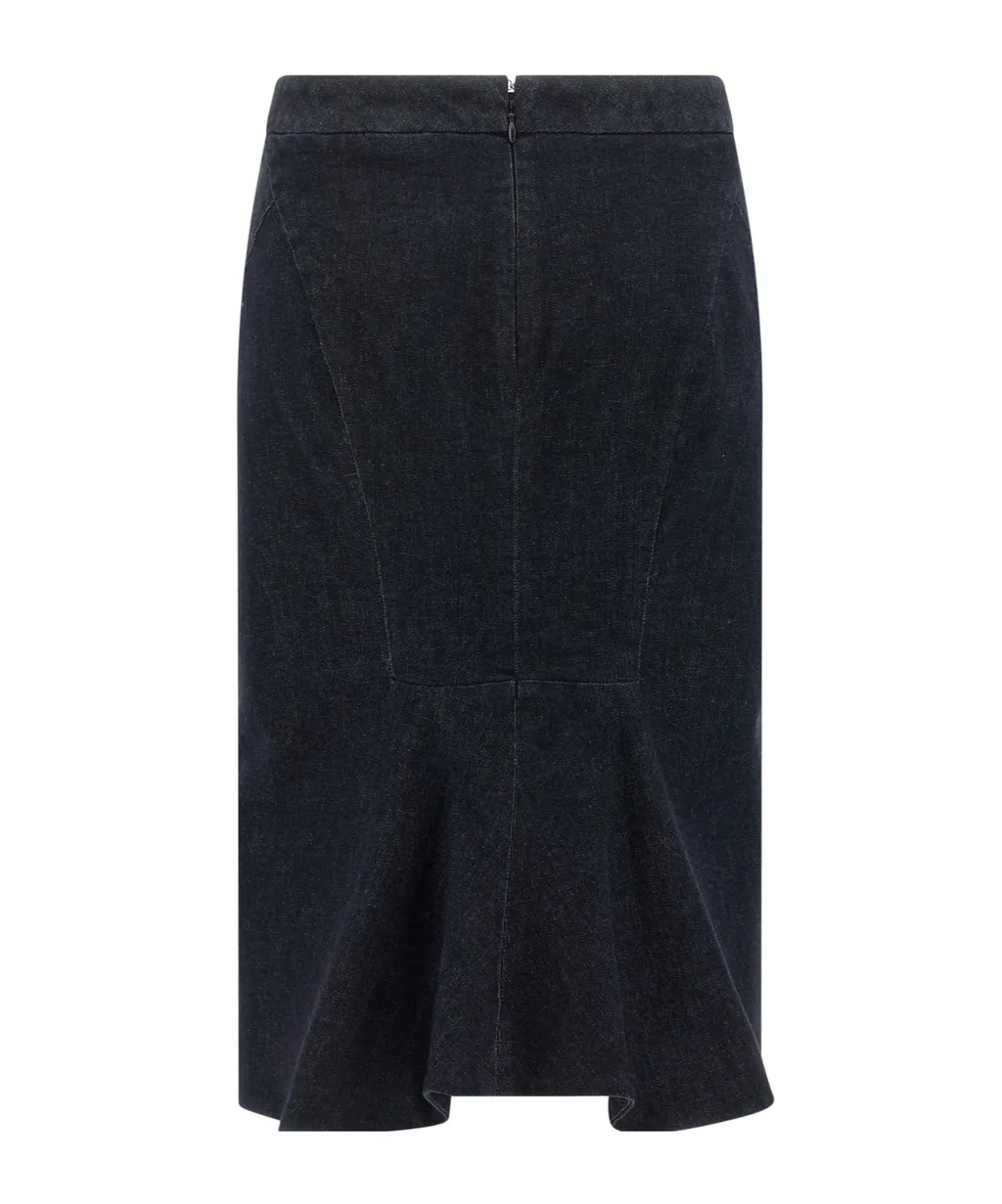Stretch Denim Midi Skirt