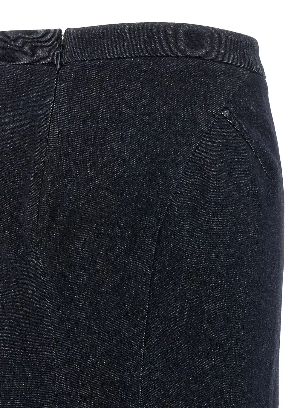 Stretch Denim Midi Skirt