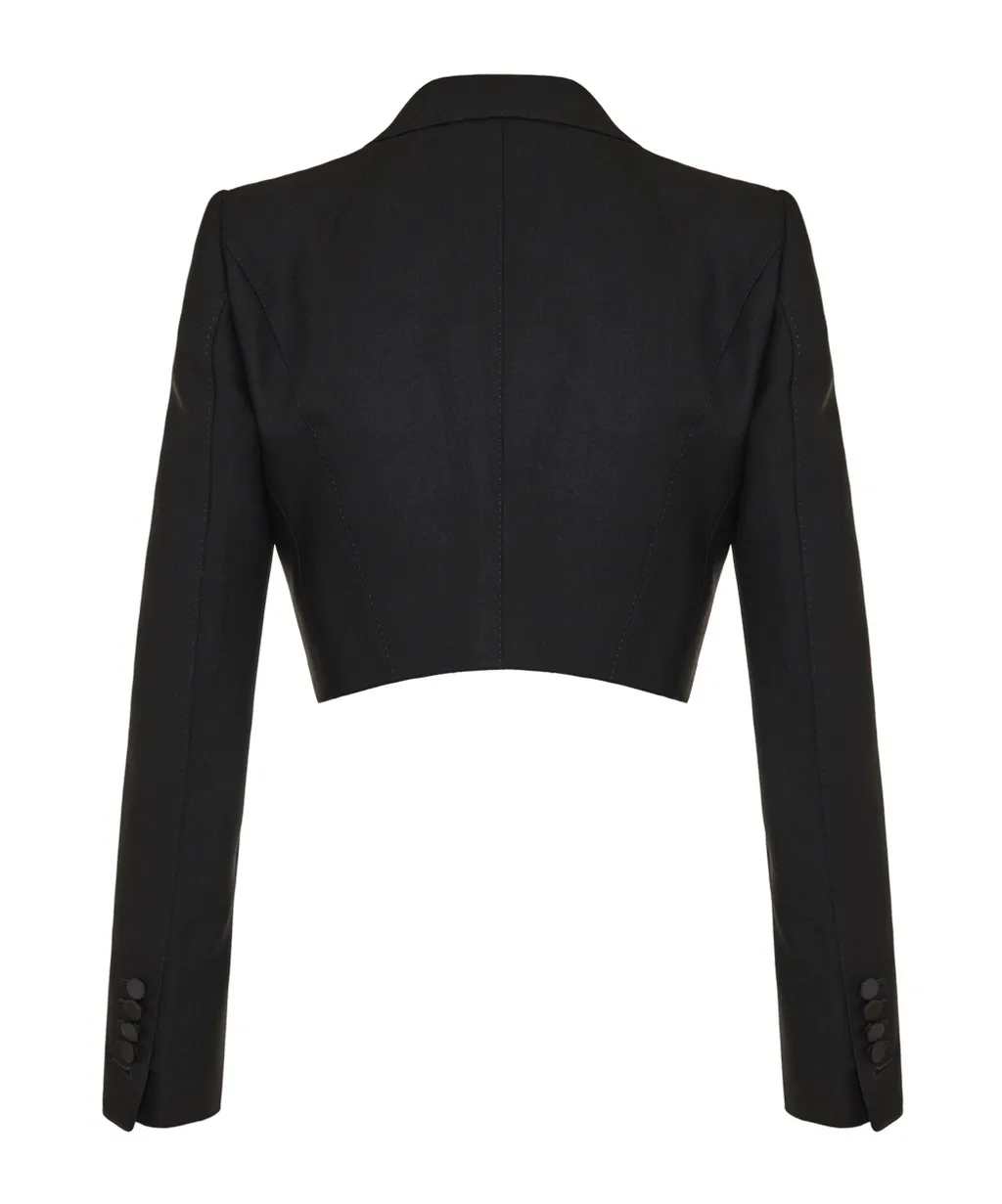Peak Lapel Double-Breasted Cropped Blazer