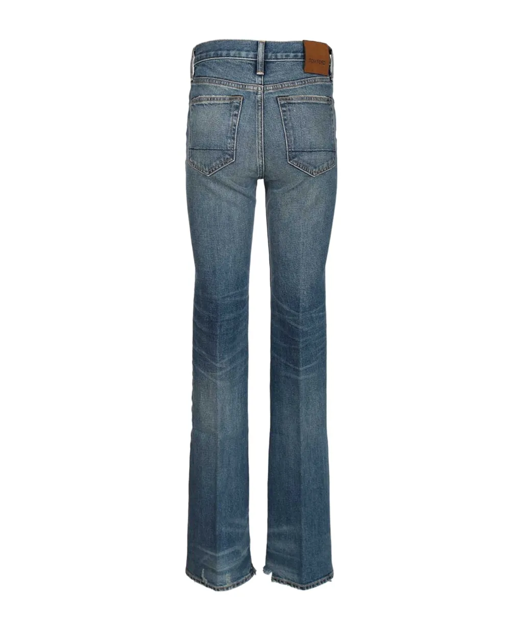 Japanese Stonewashed Comfort Denim Flare Jeans