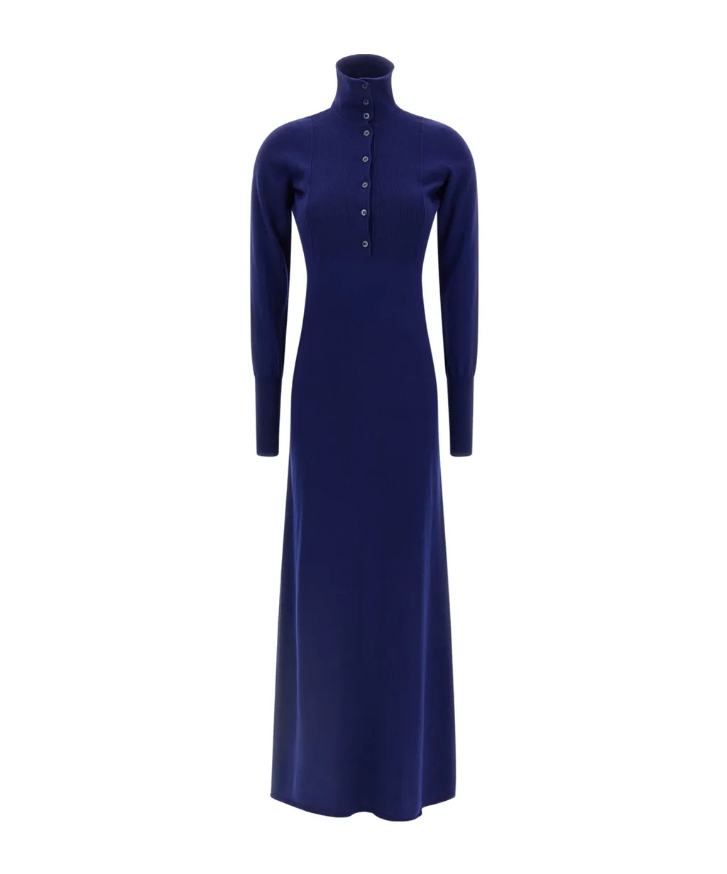 Ribbed-Knit Polo Maxi Dress