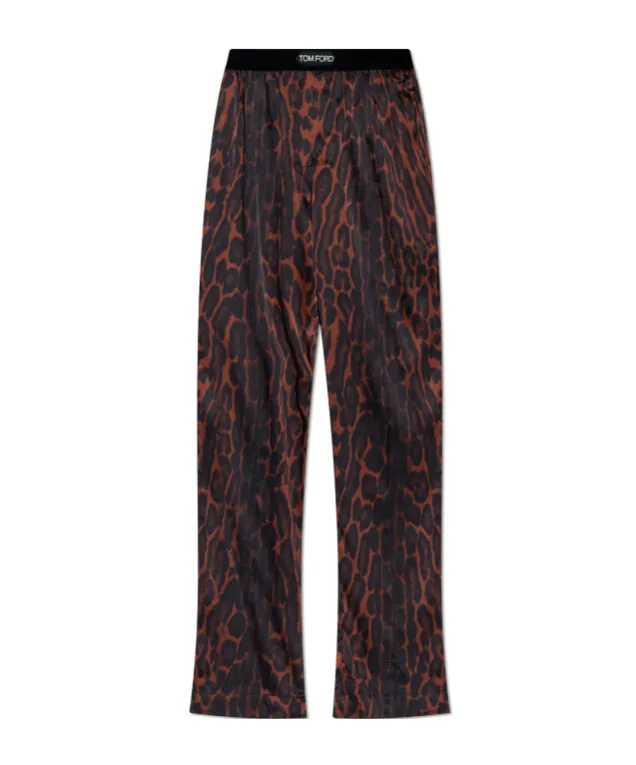Leopard Print Silk Pajama Pants
