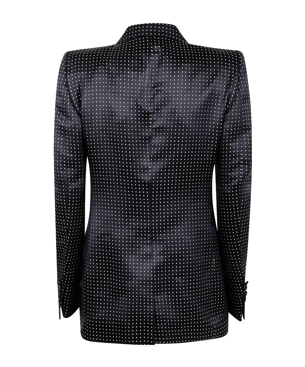 Jacquard Polka Dot Duchesse Single Breasted Jacket