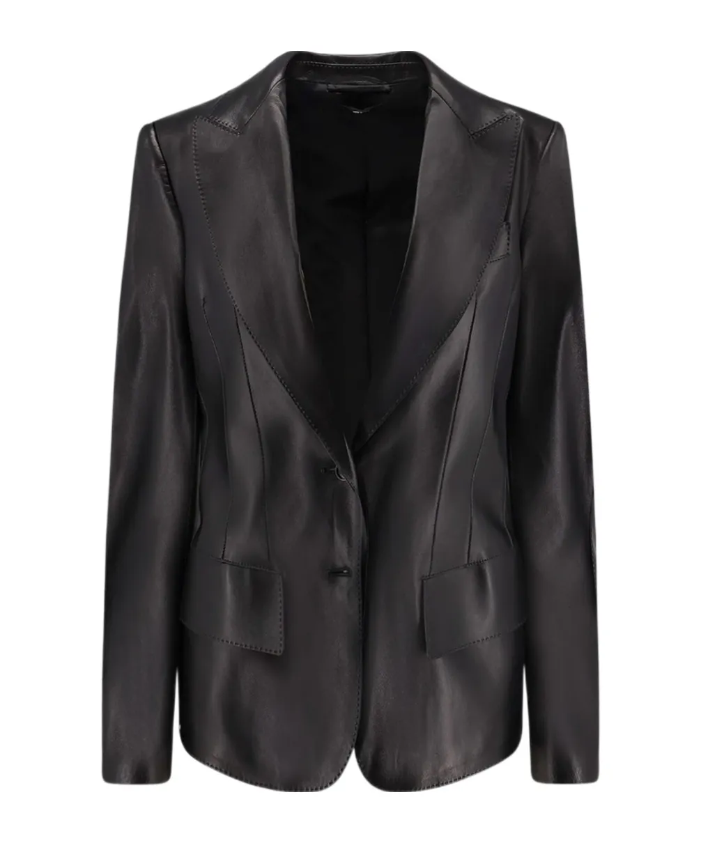 Single-Breasted Leather Jacket