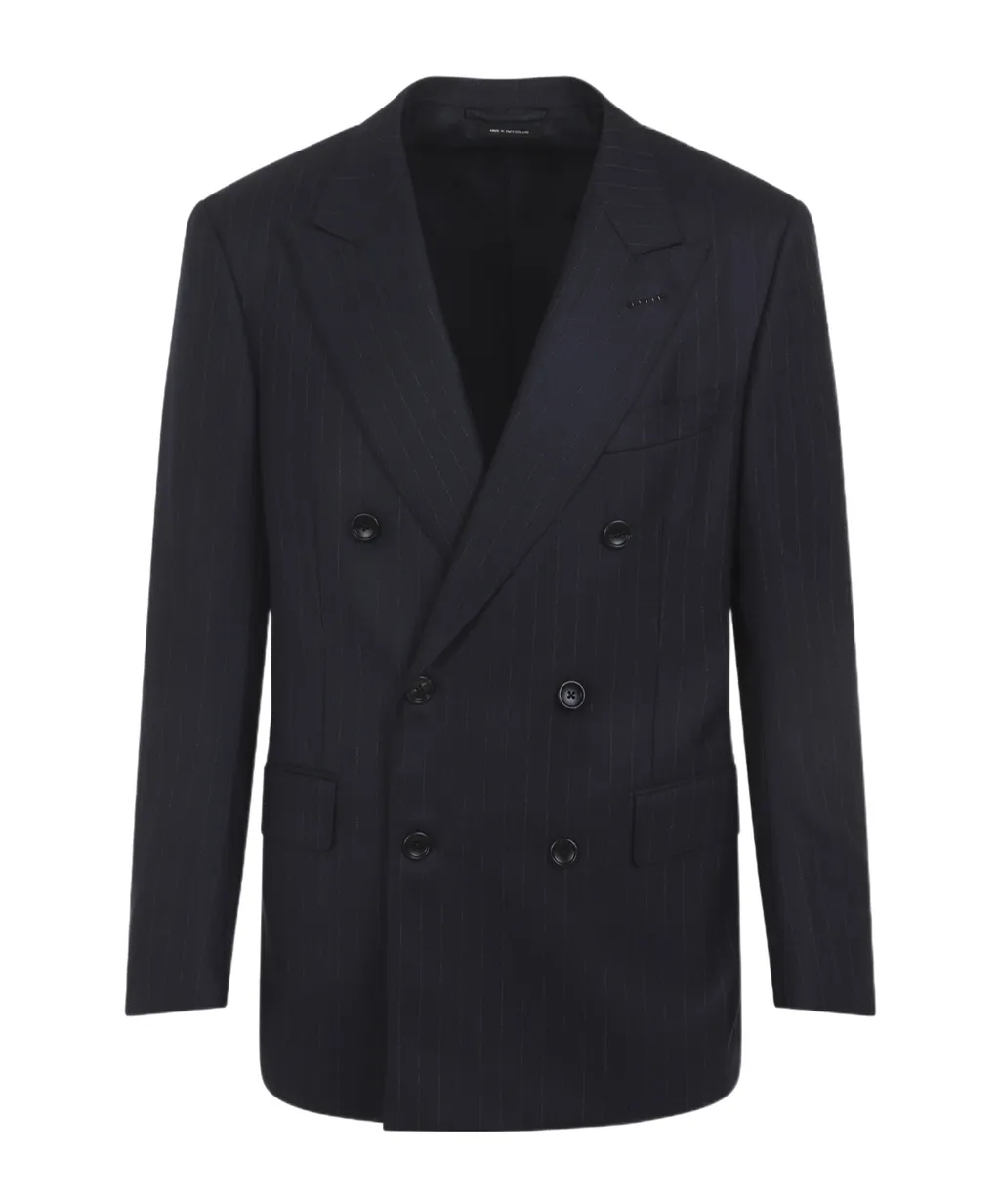 Pinstripe Double-Breasted Blazer