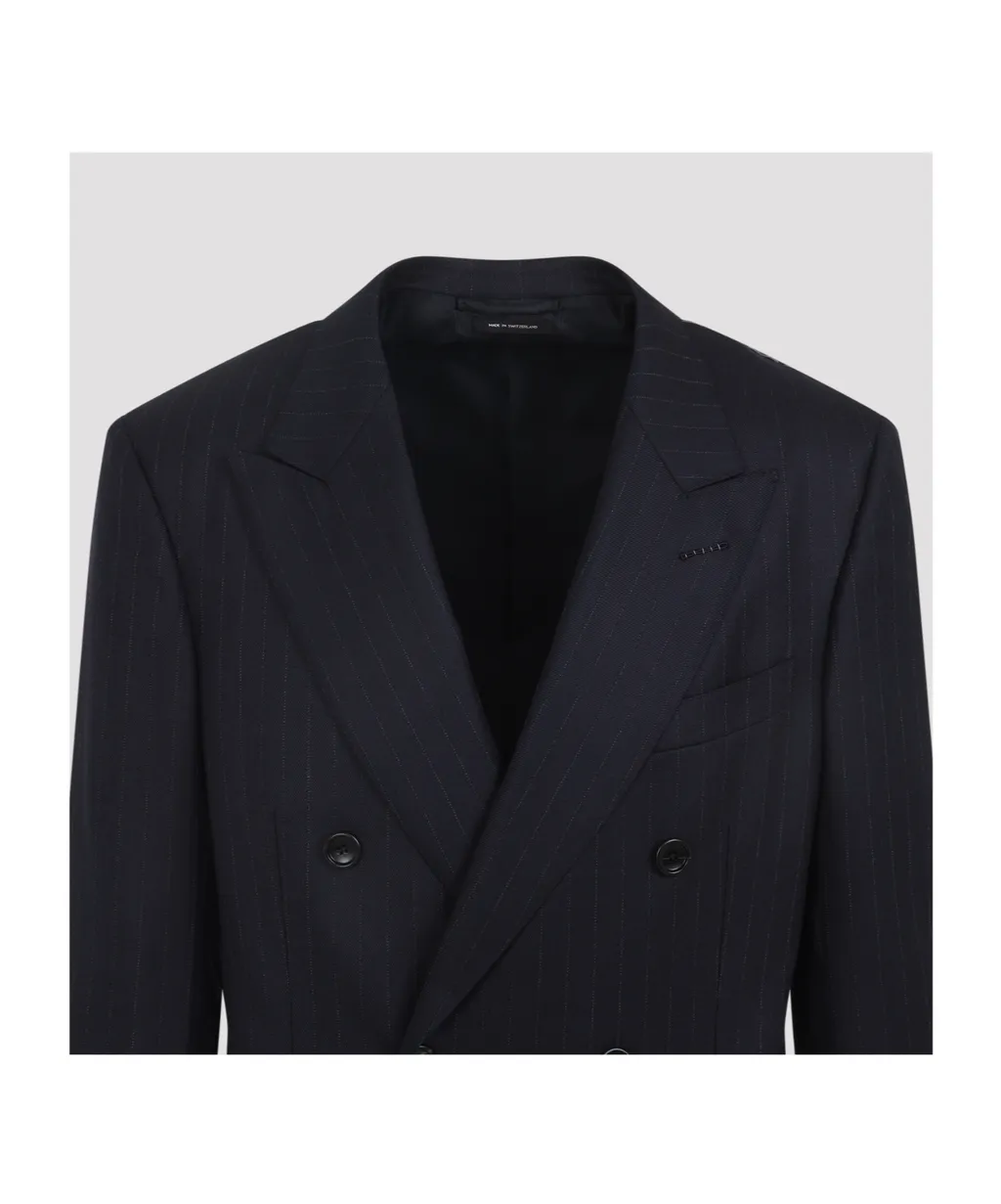 Pinstripe Double-Breasted Blazer