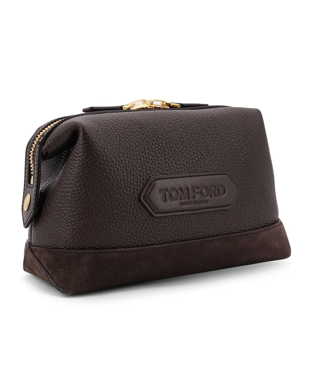 Logo-Patch Zipped Clutch Bag