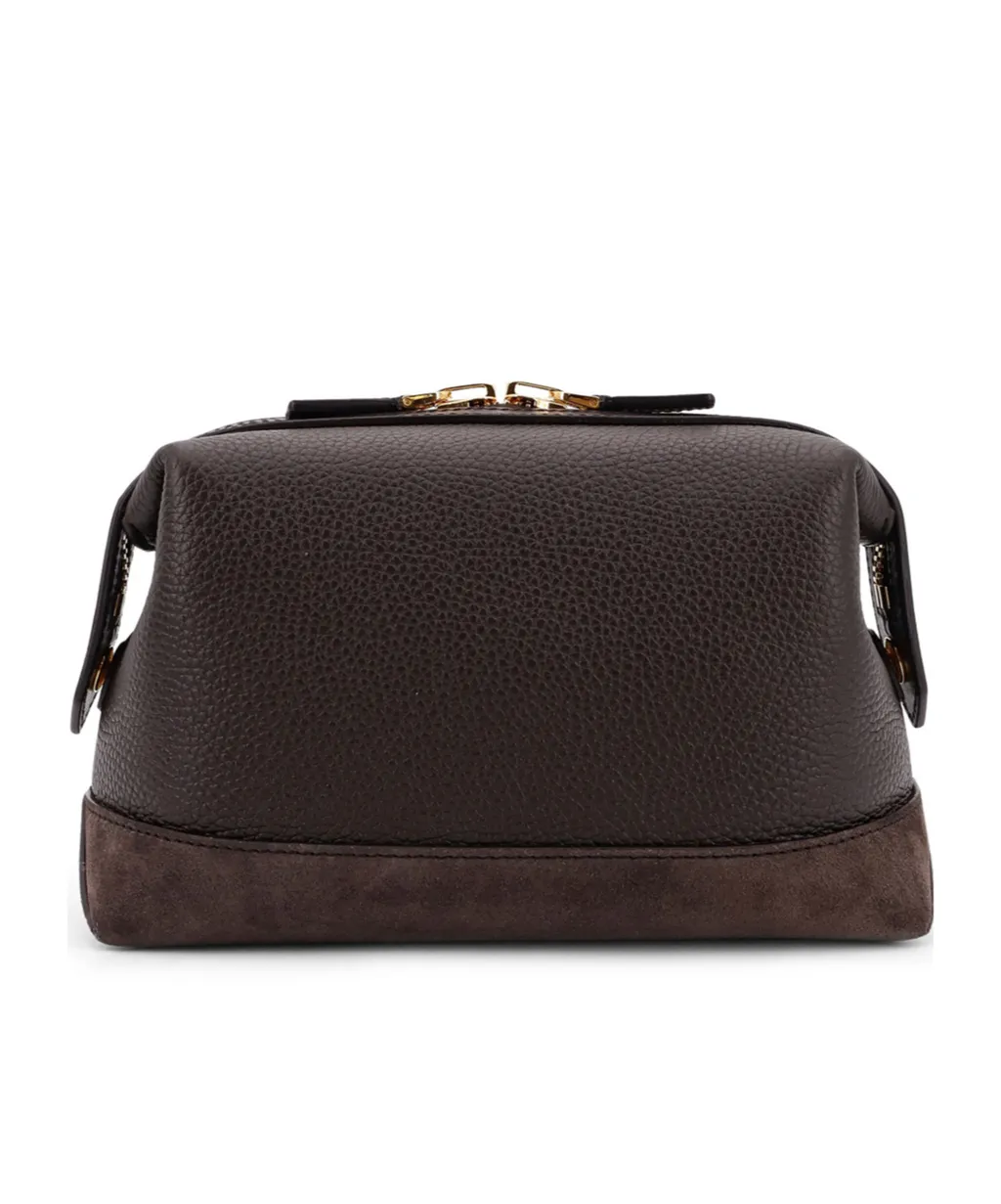 Logo-Patch Zipped Clutch Bag