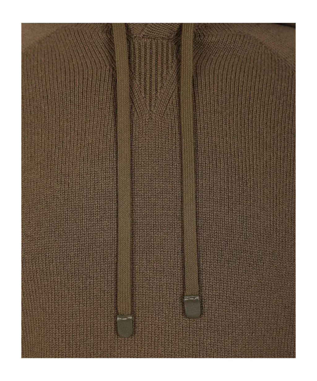 Logo Embroidered Ribbed Hoodie