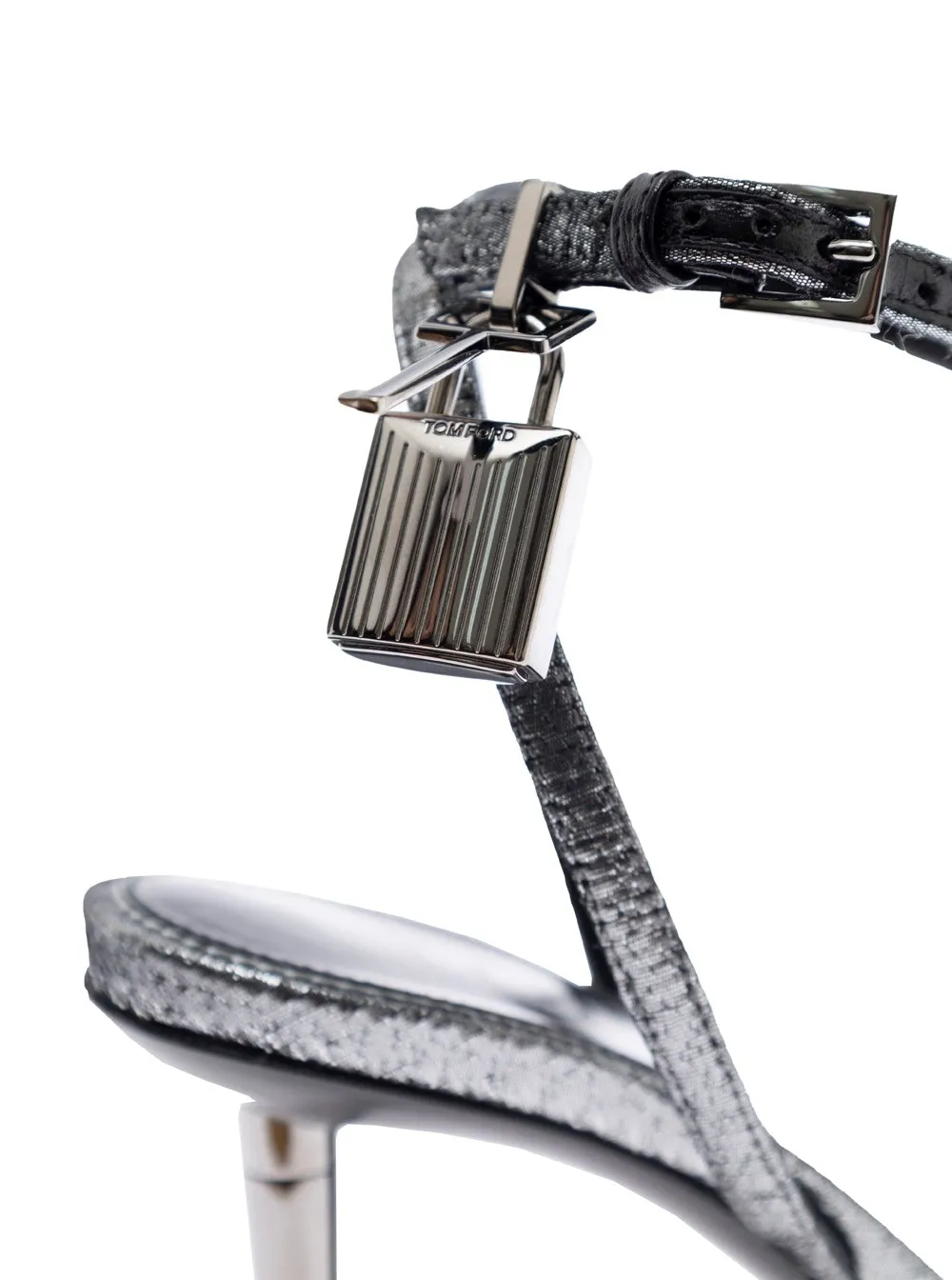 Laminated Hammered Effect Heeled Sandals